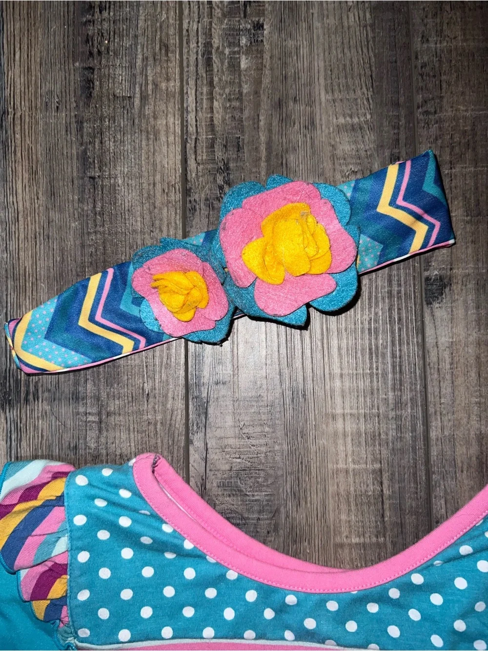 Matilda Jane Dance Off Turquoise & Pink Striped Leotard with Headband